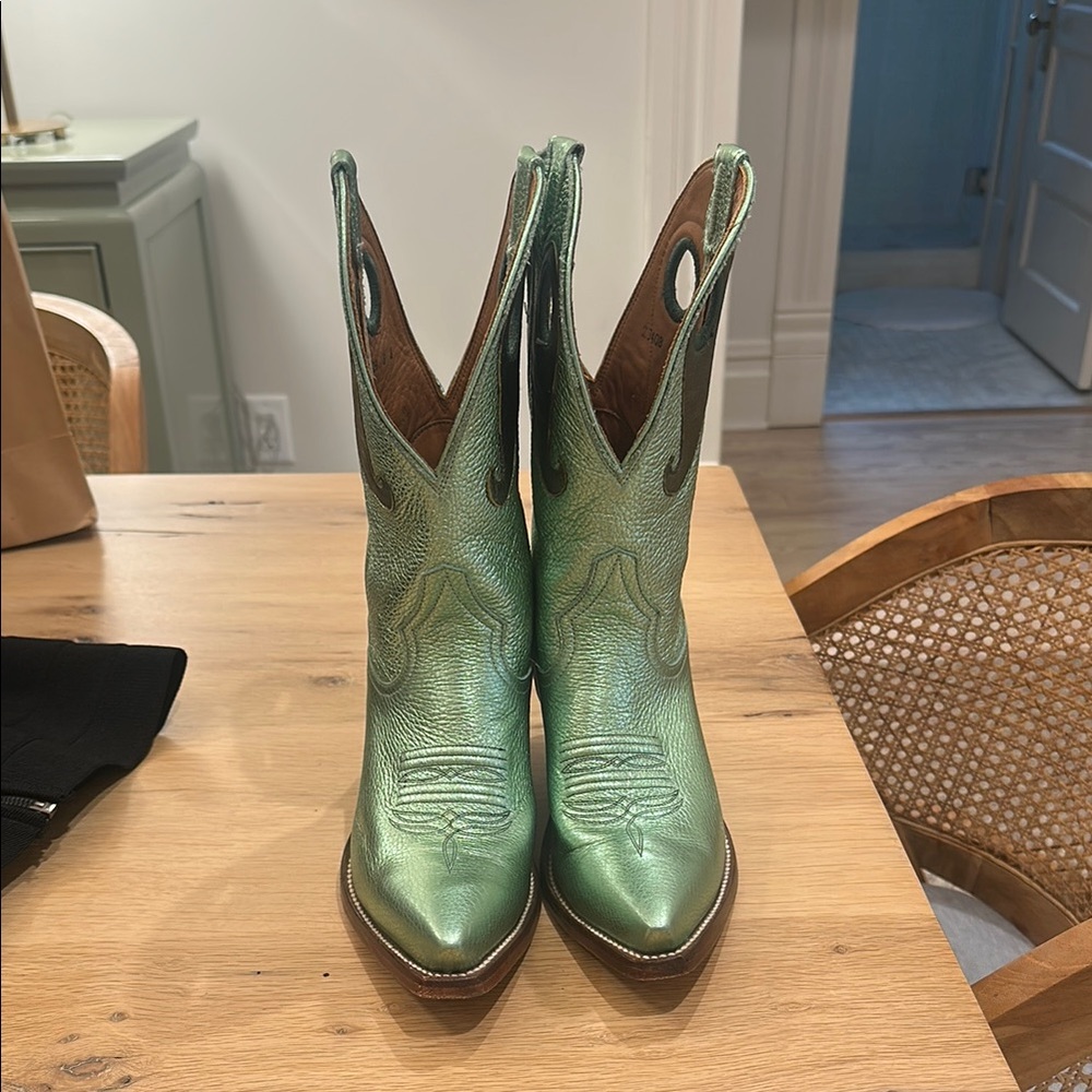 Miron Crosby Molly Metallic Green Western Cowboy Boots